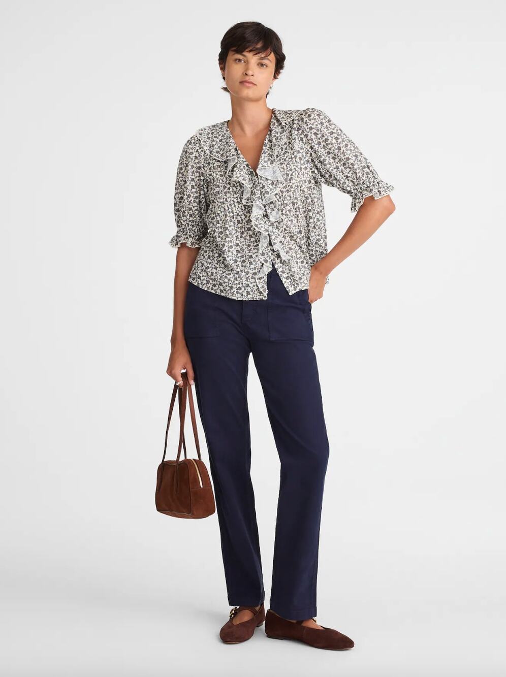 Madewell Utility Straight-Leg Pants Midnight Navy Super Stretch Cotton W 30 NWT